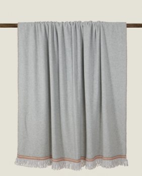 Плед "Frati SOFT BAMBOO GRIGIO PERLA" с тесьмой Matisse серый с оранжевым 160*200