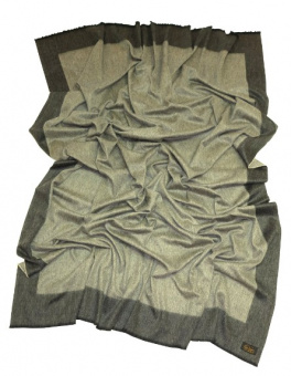 Плед кашемировый  Glen Saxon  Border A2 black-sandstone 150*200 светло- серый и серый