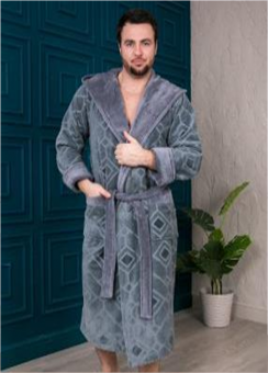 Халат BRANDON с капюшоном Серый
