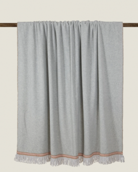 Плед "Frati SOFT BAMBOO GRIGIO PERLA" с тесьмой Matisse серый с оранжевым 160*200